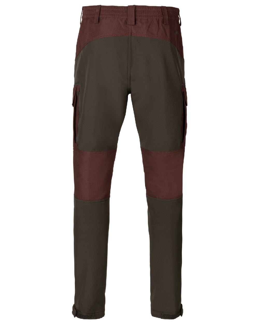 Bloodstone Red/Shadow Brown coloured Harkila Scandinavian Trousers on white background 