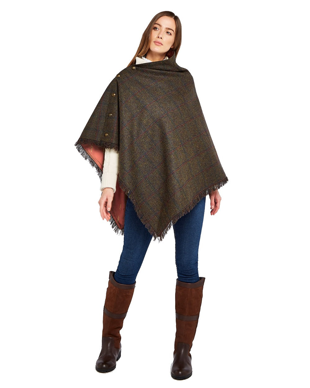 Hazelwood Tweed Poncho in Hemlock 