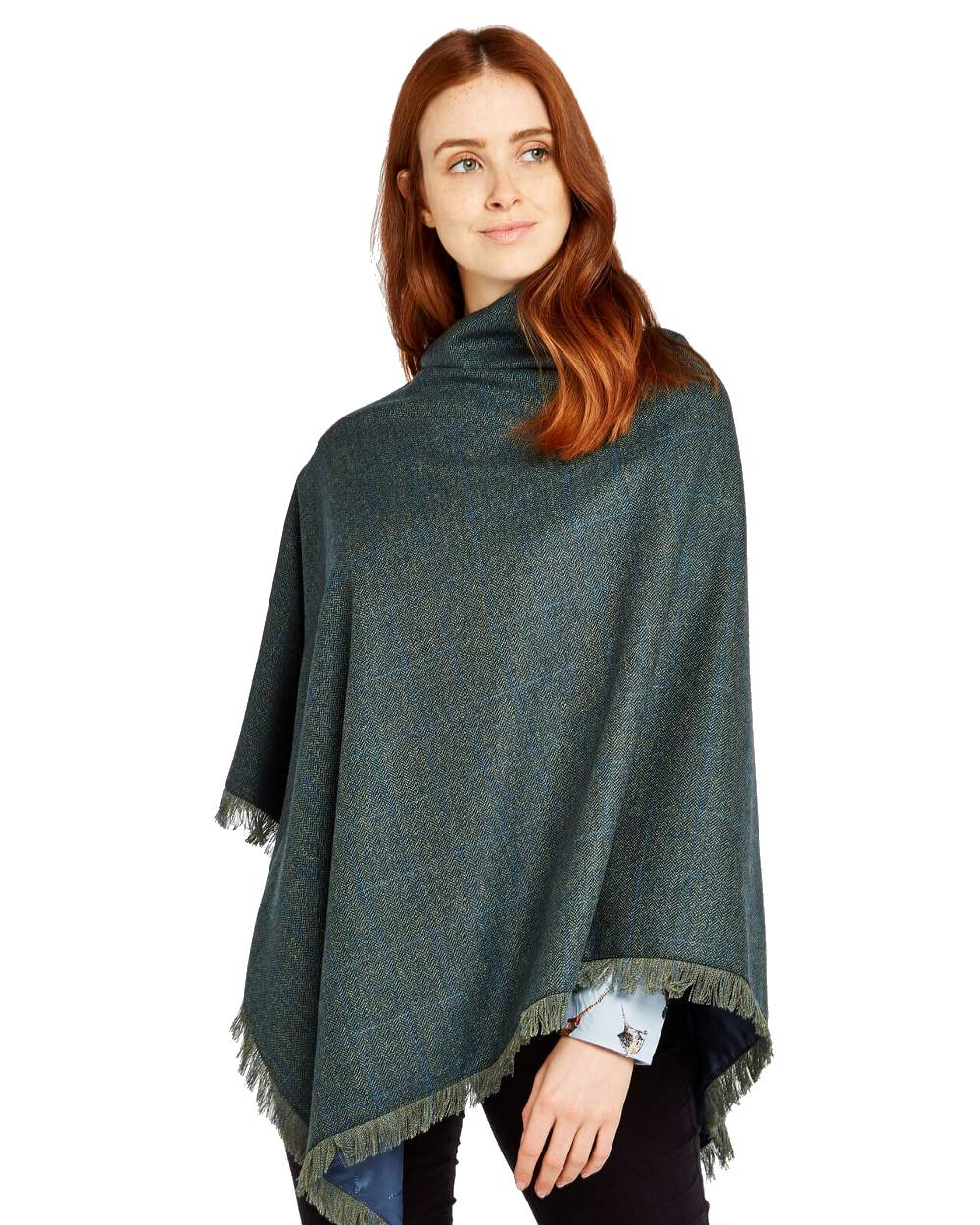 Hazelwood Tweed Poncho in Mist 