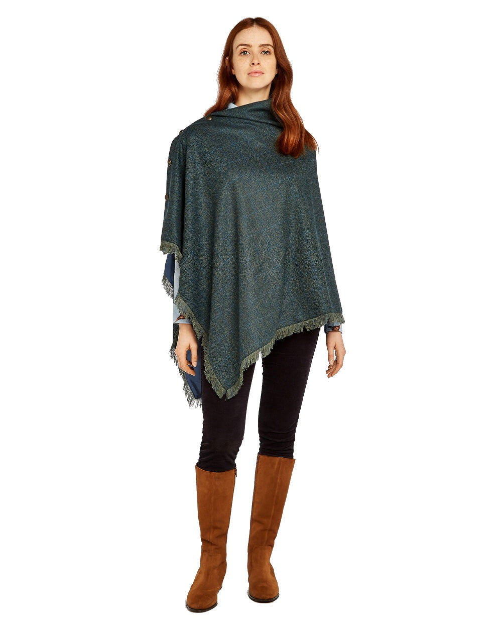 Hazelwood Tweed Poncho in Mist 