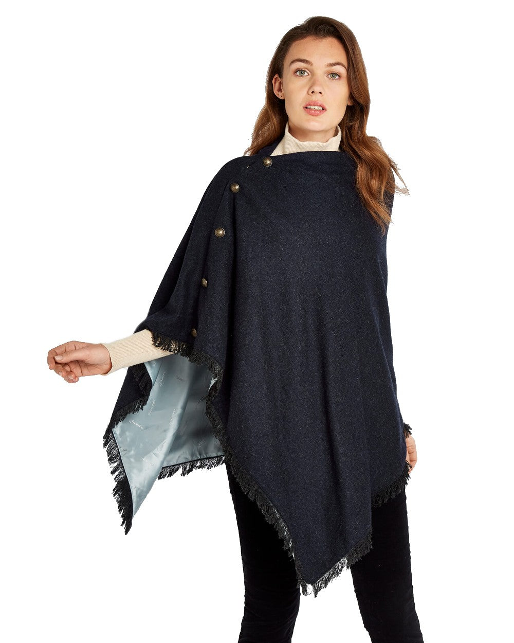 Hazelwood Tweed Poncho in Navy 