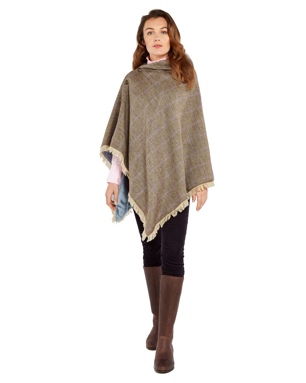 Hazelwood Tweed Poncho in Woodrose 