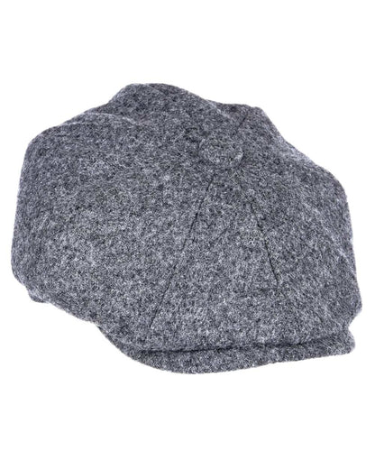 Mid Grey Coloured Heather Archie Twill 8-Piece Tweed Cap on white background 