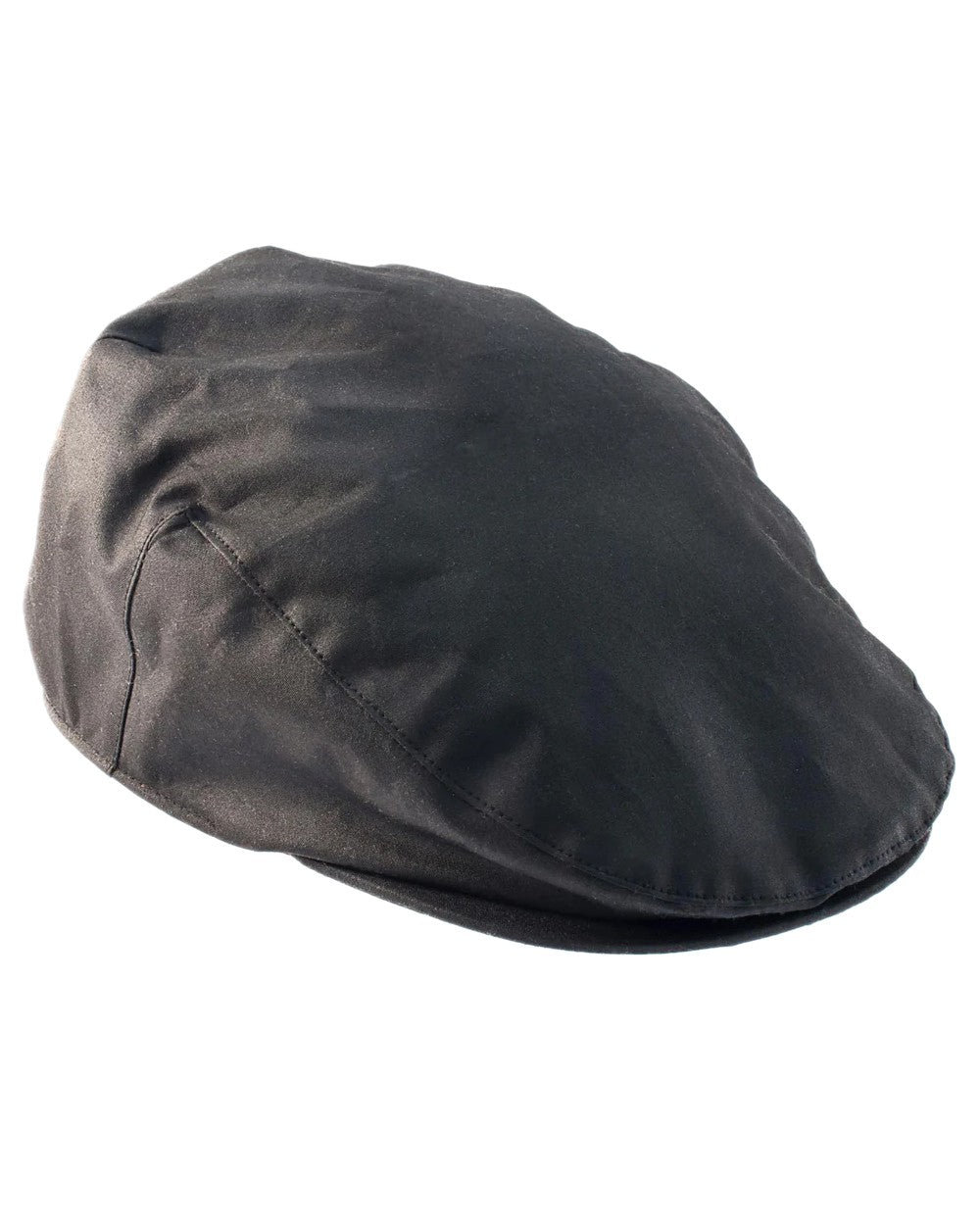 Black Coloured Heather Buchanan Wax Flat Cap on white background 