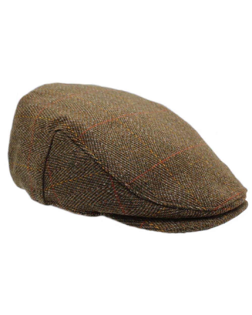 Autumn Leaf Coloured Heather Chilton Derby Tweed Waterproof Flat Cap on white background 