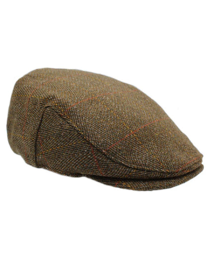 Autumn Leaf Coloured Heather Chilton Derby Tweed Waterproof Flat Cap on white background 