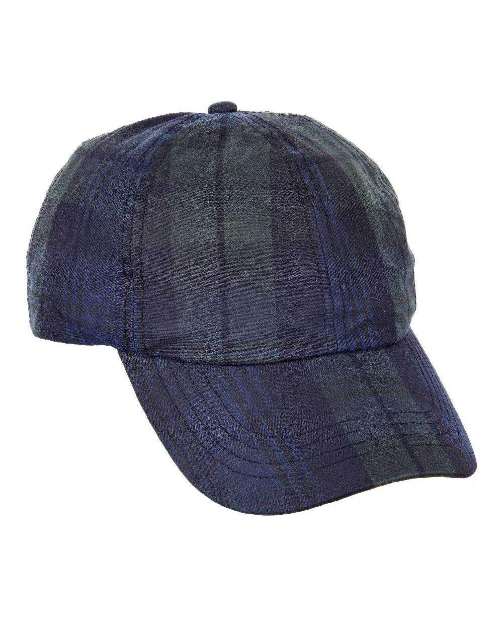 Blackwatch Coloured Heather Ewan Tartan Wax Baseball Cap on white background 