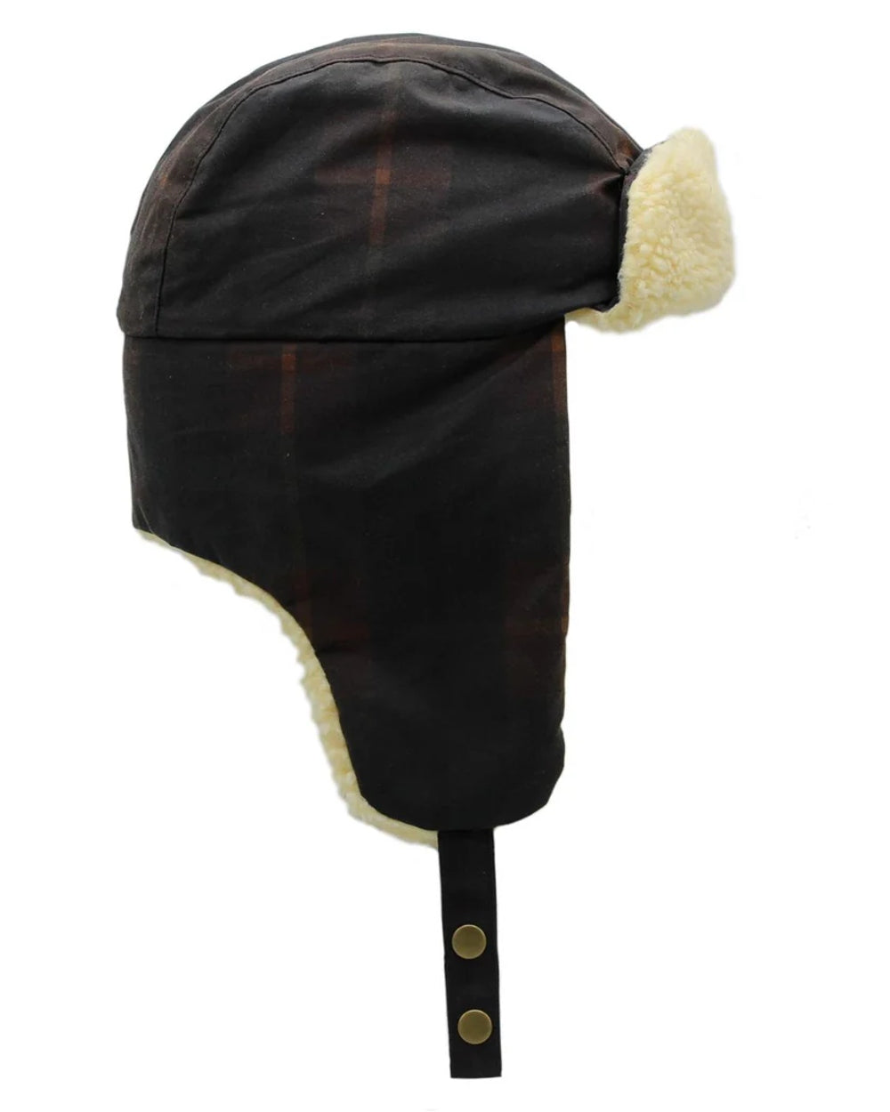 Hunter Coloured Heather Fraser Tartan Wax And Borg Trapper Hat on white background 