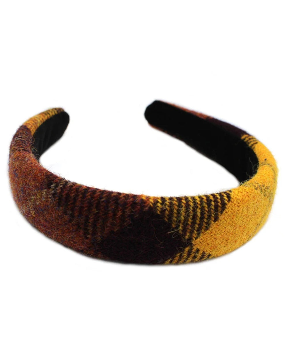 Assorted Coloured Heather Harris Tweed Hairband on white background 