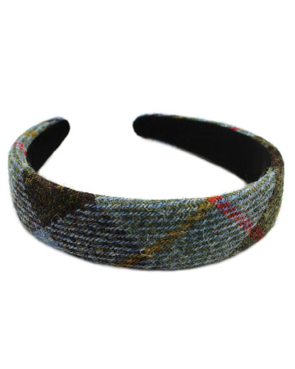 Assorted Coloured Heather Harris Tweed Hairband on white background 