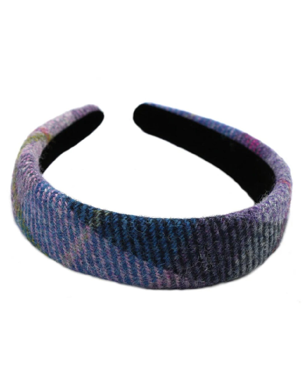 Assorted Coloured Heather Harris Tweed Hairband on white background 