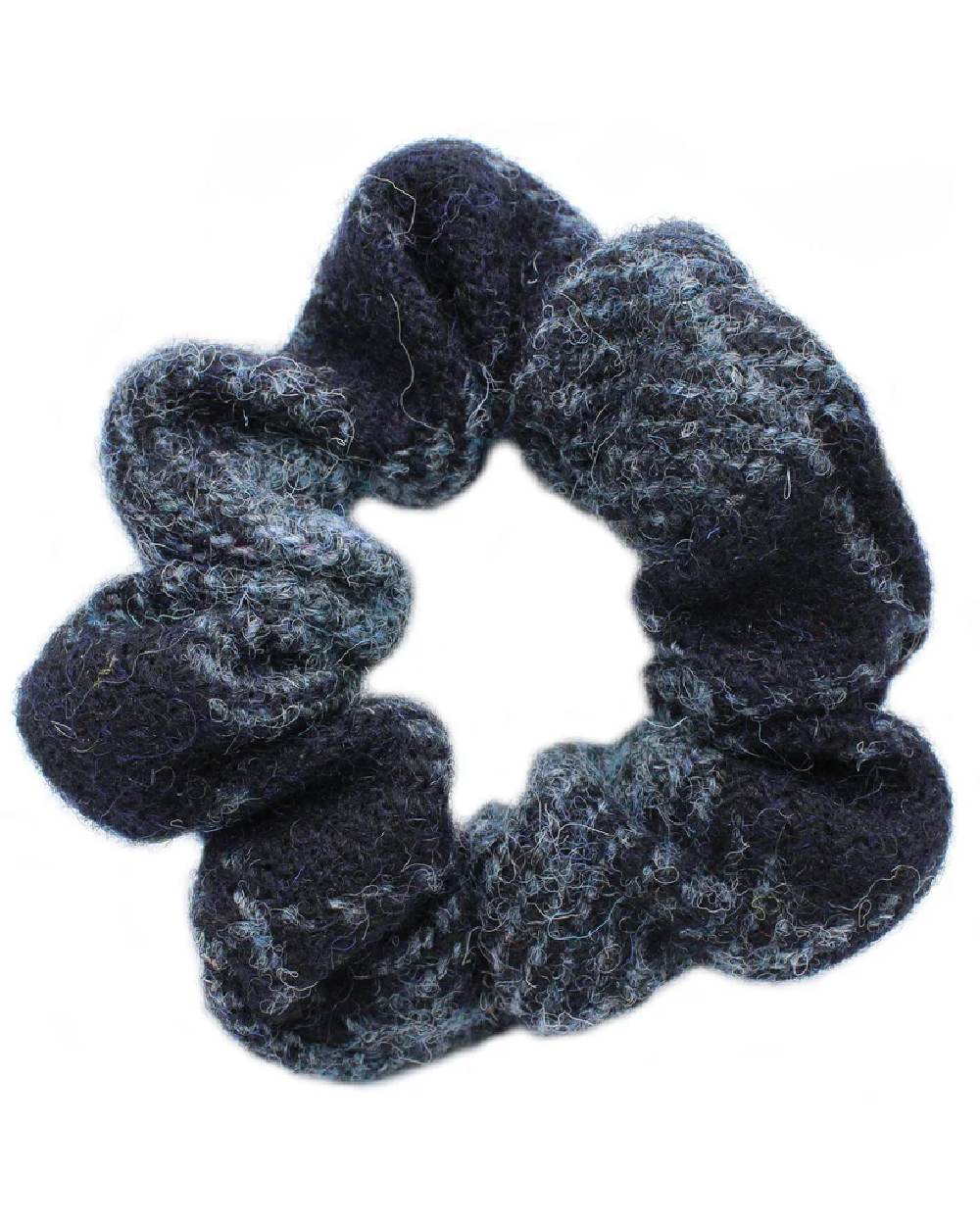 Assorted Coloured Heather Harris Tweed Scrunchie on white background 