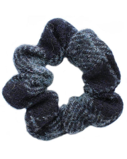 Assorted Coloured Heather Harris Tweed Scrunchie on white background 
