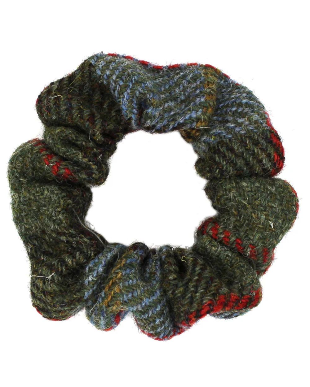 Assorted Coloured Heather Harris Tweed Scrunchie on white background 