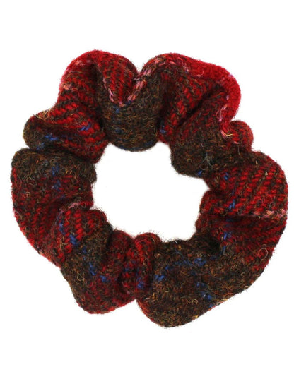 Assorted Coloured Heather Harris Tweed Scrunchie on white background 