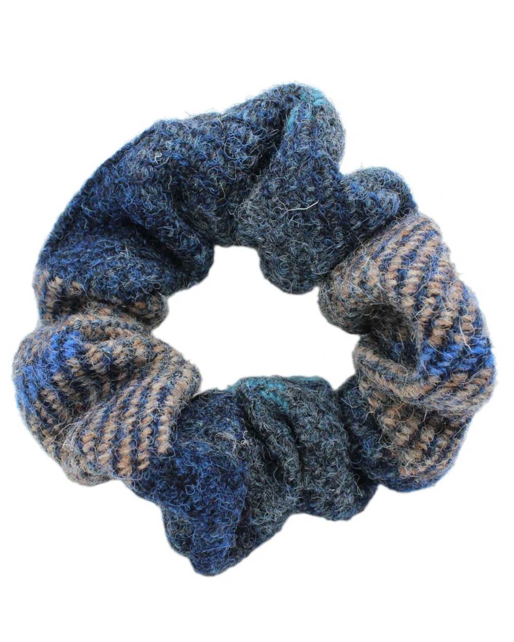 Assorted Coloured Heather Harris Tweed Scrunchie on white background 