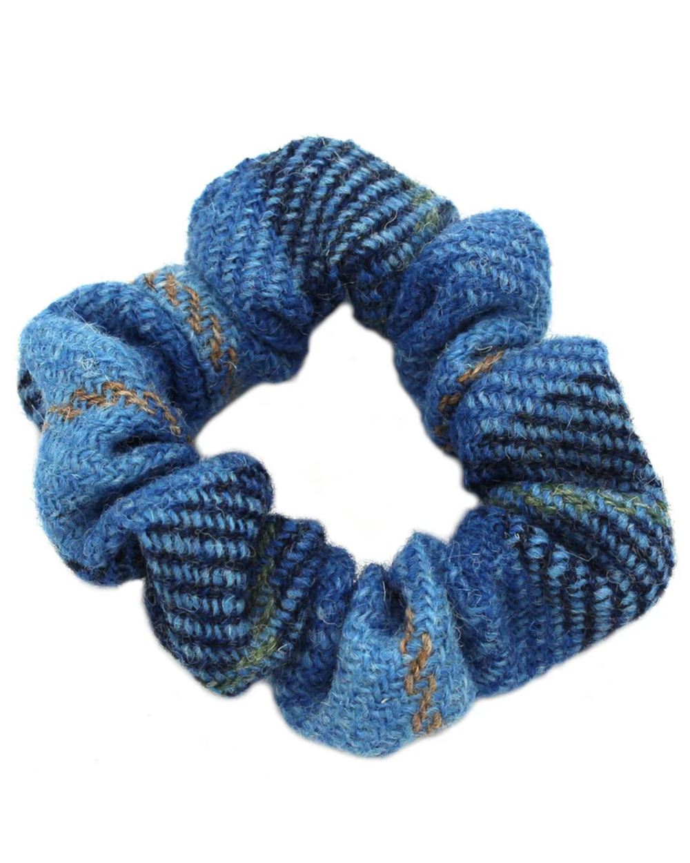Assorted Coloured Heather Harris Tweed Scrunchie on white background 