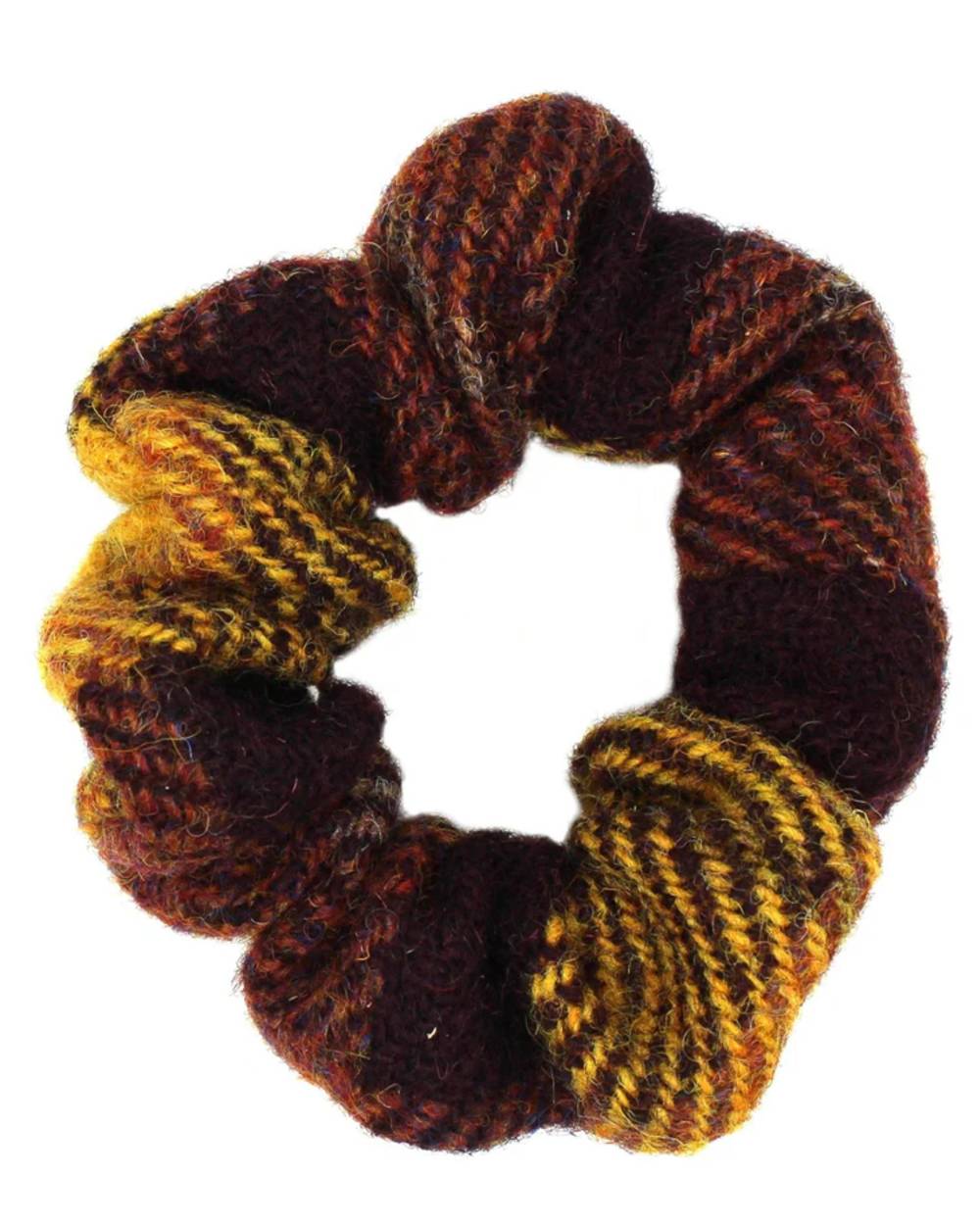Assorted Coloured Heather Harris Tweed Scrunchie on white background 