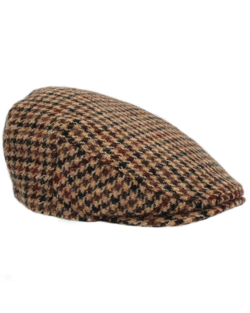 Furrow coloured Heather Highland Harris Tweed Flat Cap on white background 