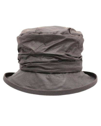 Brown Coloured Heather Lorna Ruched Wax Hat on white background 