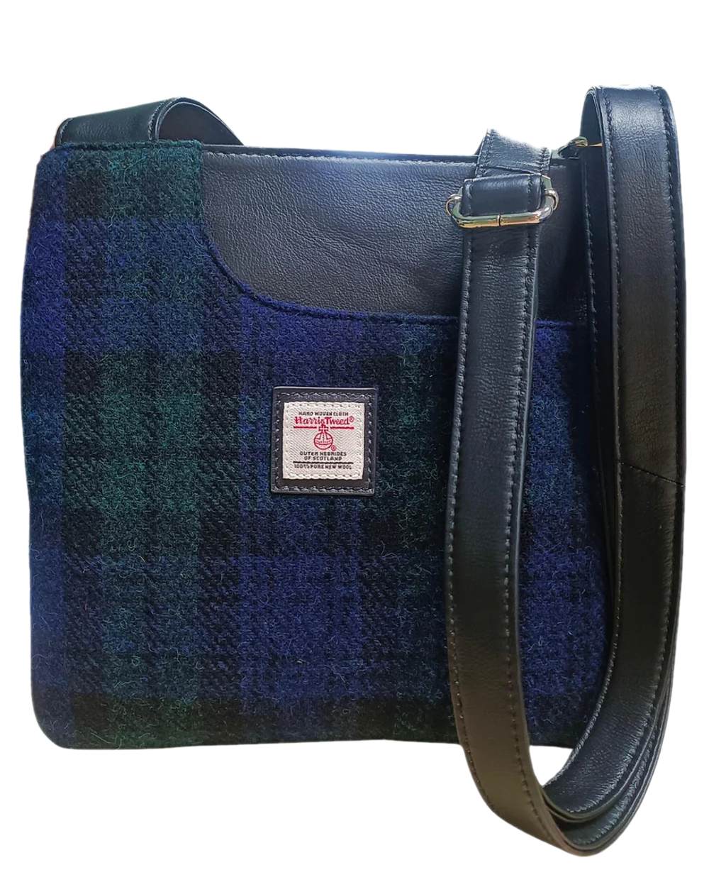 Blackwatch Coloured Heather Mina Harris Tweed Cross-Body Bag on white background 