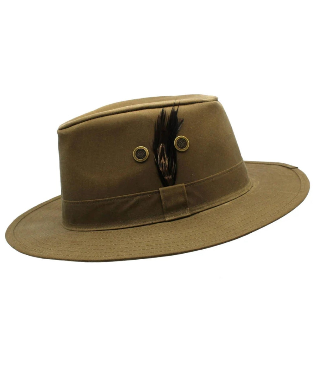 Sand Coloured Heather Rambler Wax Trilby Hat on white background 