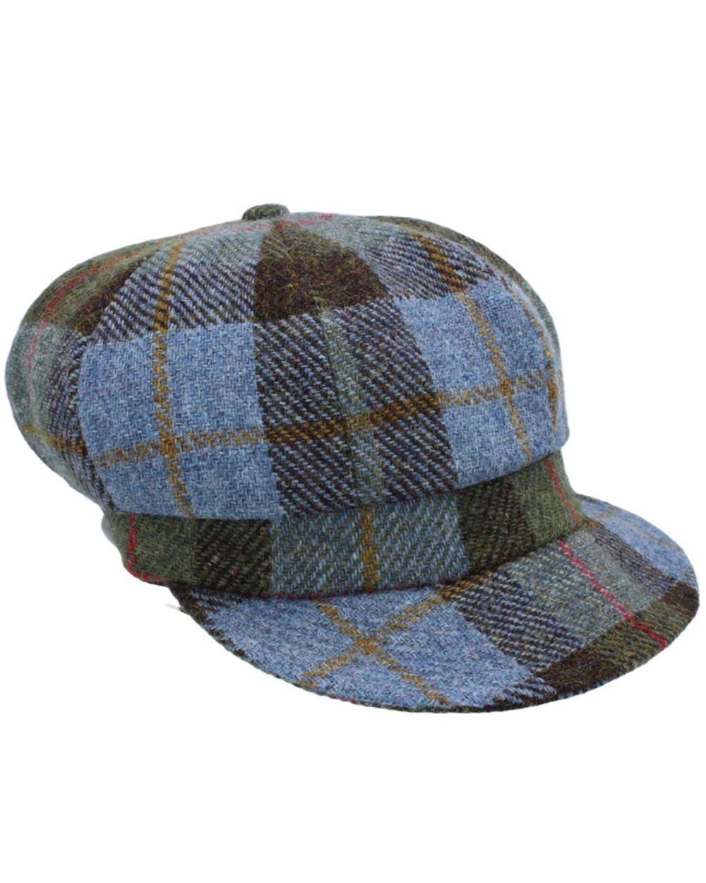 Macleod Coloured Heather Rosalie Harris Tweed Baker Boy Cap on white background 