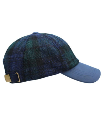 Blackwatch Coloured Heather Rosalie Harris Tweed Baseball Cap on white background 