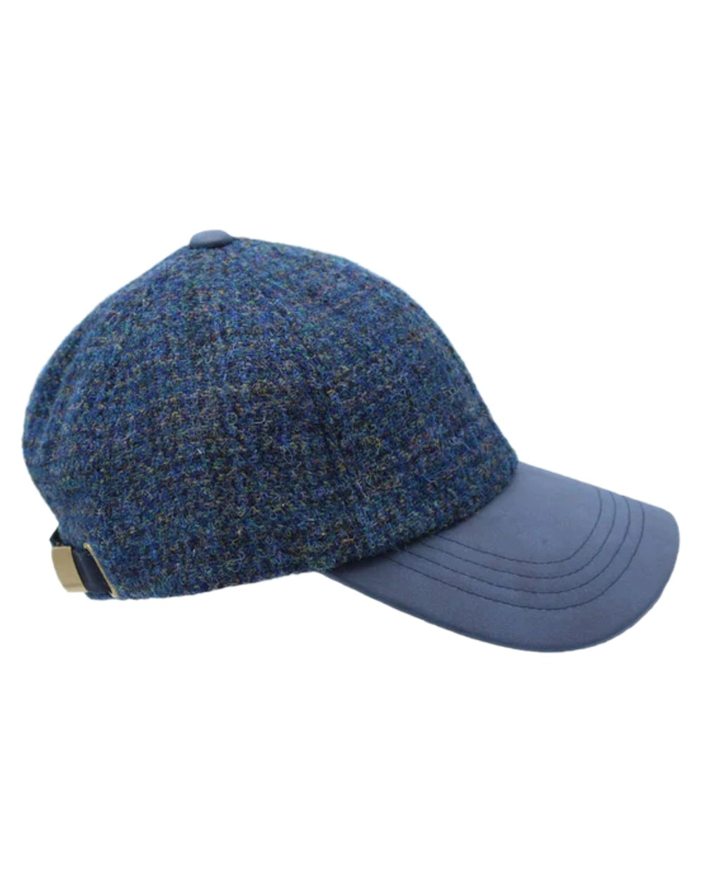 Peacock Blue Coloured Heather Rosalie Harris Tweed Baseball Cap on white background 