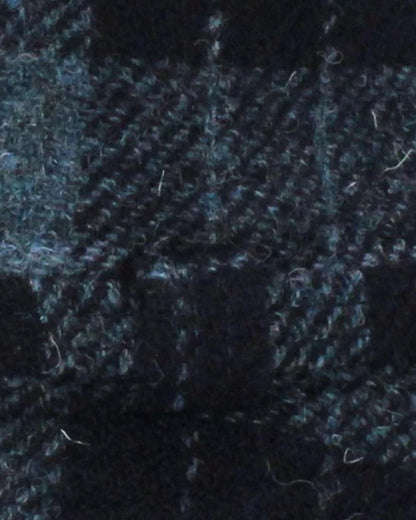 Black Grey Check Coloured Heather Womens Ashkirk Harris Tweed Bucket Hat on white background 