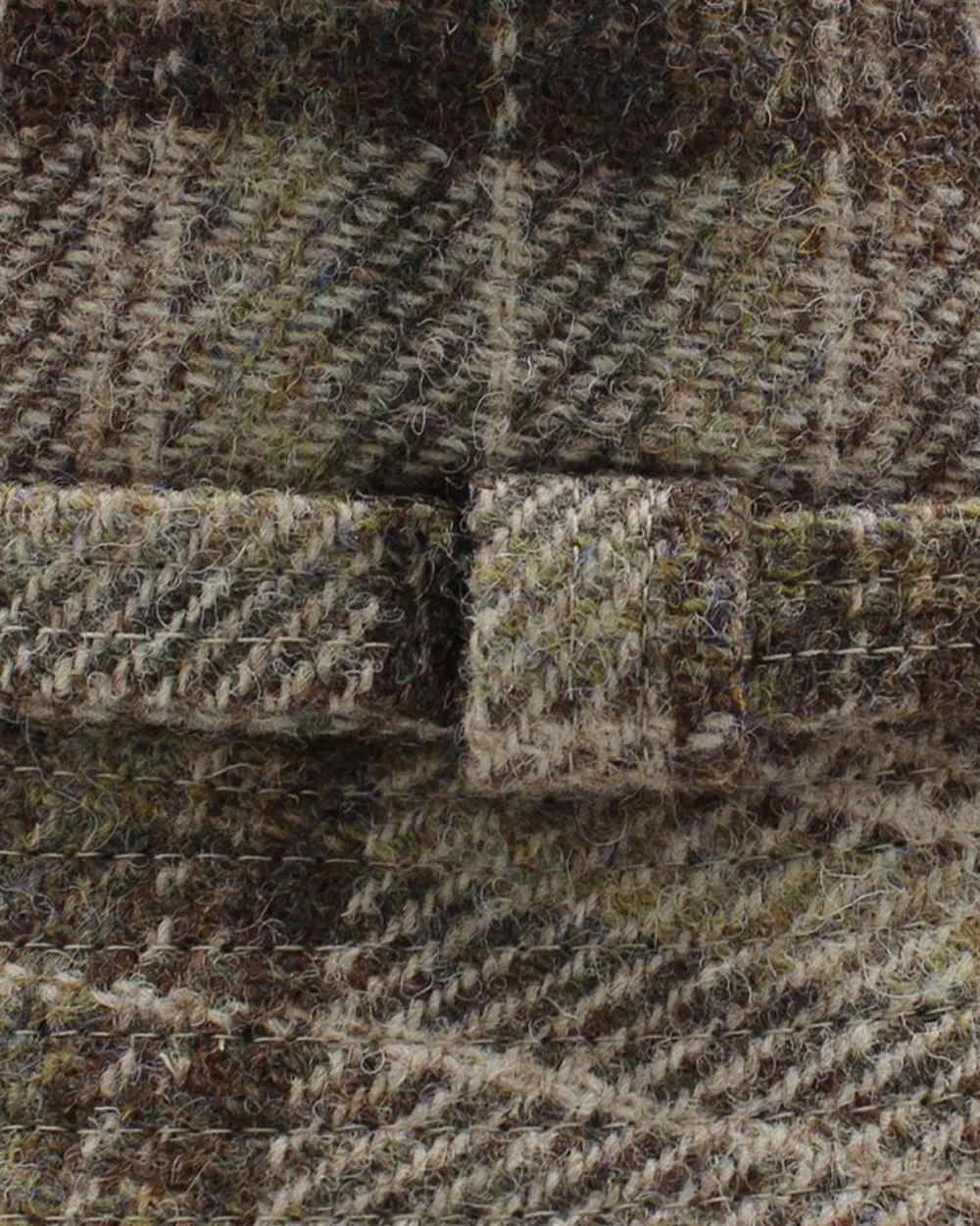 Oatmeal Check Coloured Heather Womens Ashkirk Harris Tweed Bucket Hat on white background 