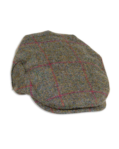 Heather Chapman Shetland Wool Tweed Flat Cap in Brown/Red Check 