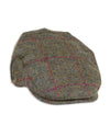 Heather Chapman Shetland Wool Tweed Flat Cap in Brown/Red Check #colour_brown-red-check