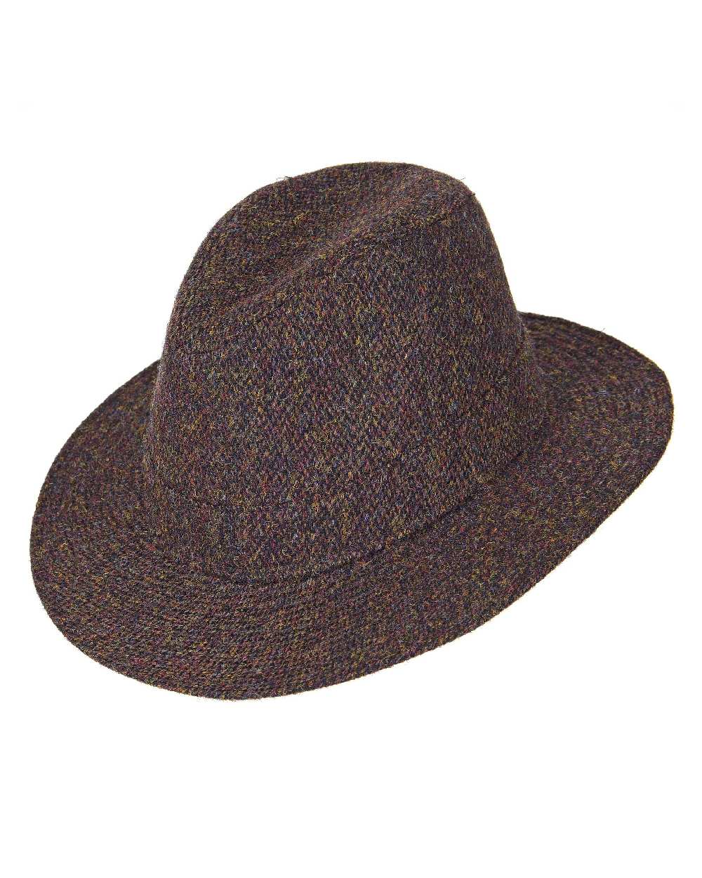 Heather Denholm Harris Tweed Fedora in Brown Barleycorn 