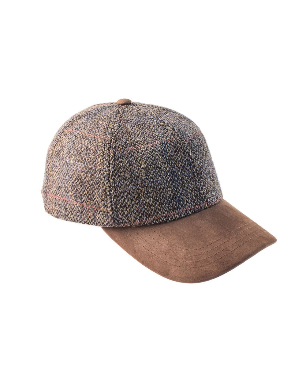 Heather Glencairn Harris Tweed/Leather Peak Baseball Cap in Grey 