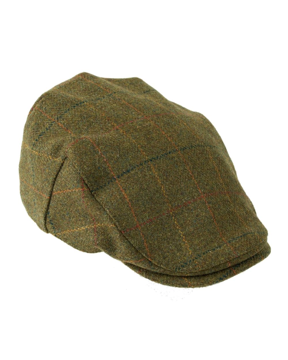 Brown Orange coloured Heather Kinloch Waterproof Tweed Flat Cap on white background 