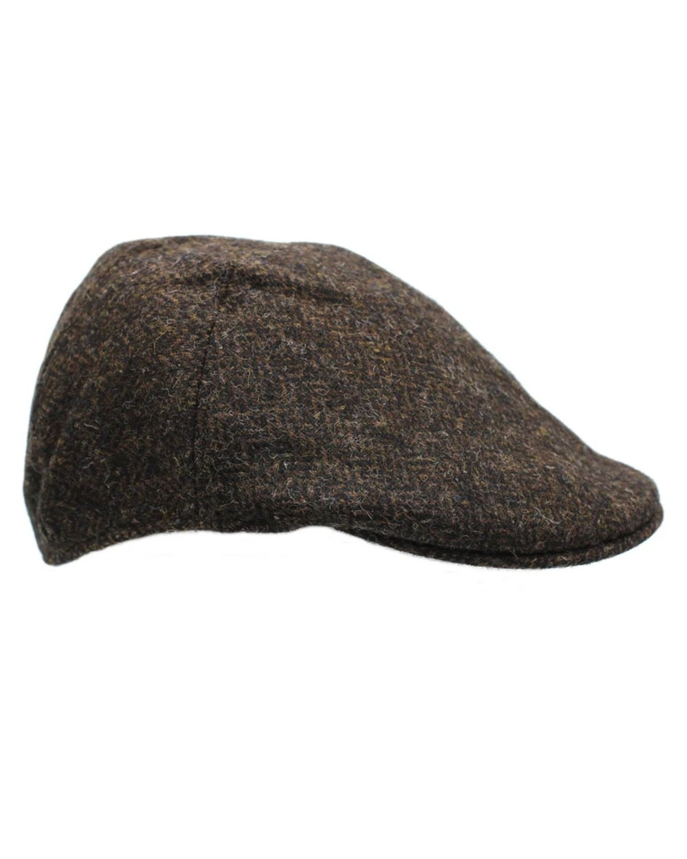 Otter coloured Heather Exeter British Tweed Duckbill Cap on white background 