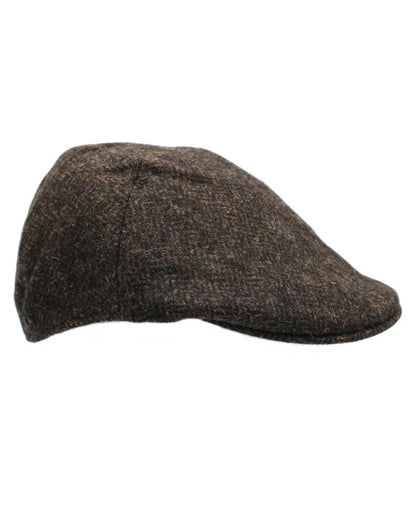 Otter coloured Heather Exeter British Tweed Duckbill Cap on white background 