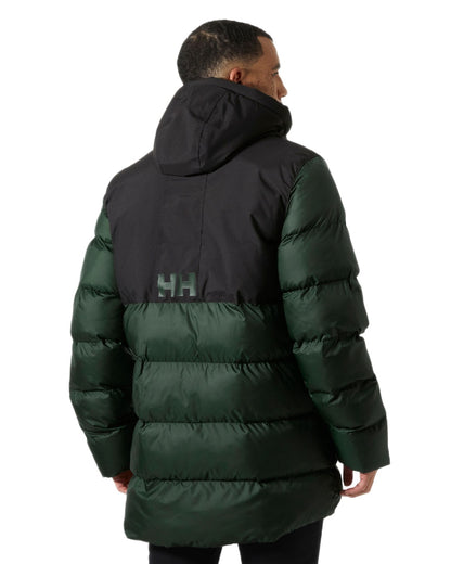 Dark Jungle Coloured Helly Hansen Active Puffy Long Jacket on white background 