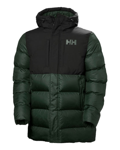 Dark Jungle Coloured Helly Hansen Active Puffy Long Jacket on white background 