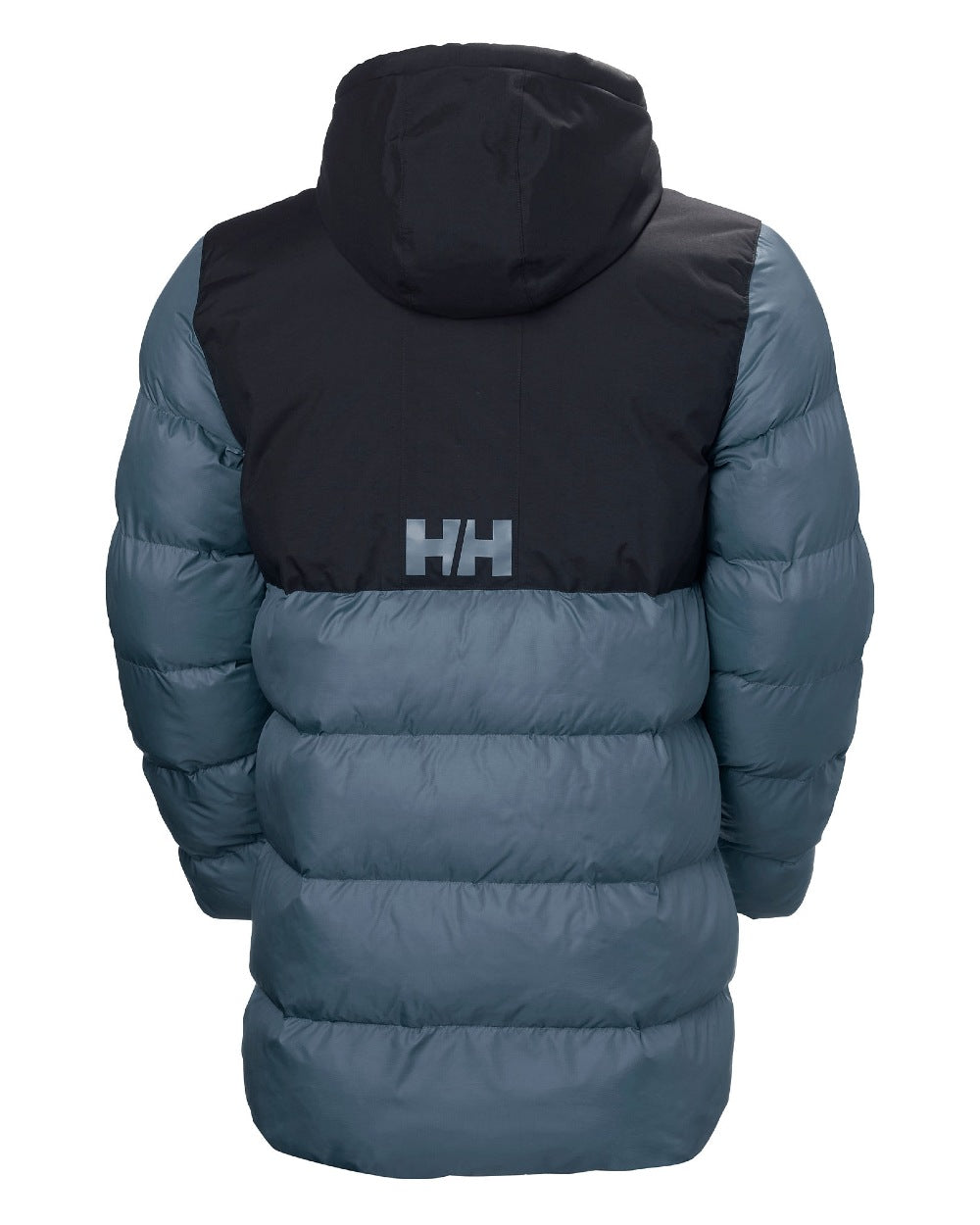 Washed Navy Coloured Helly Hansen Active Puffy Long Jacket on white background 