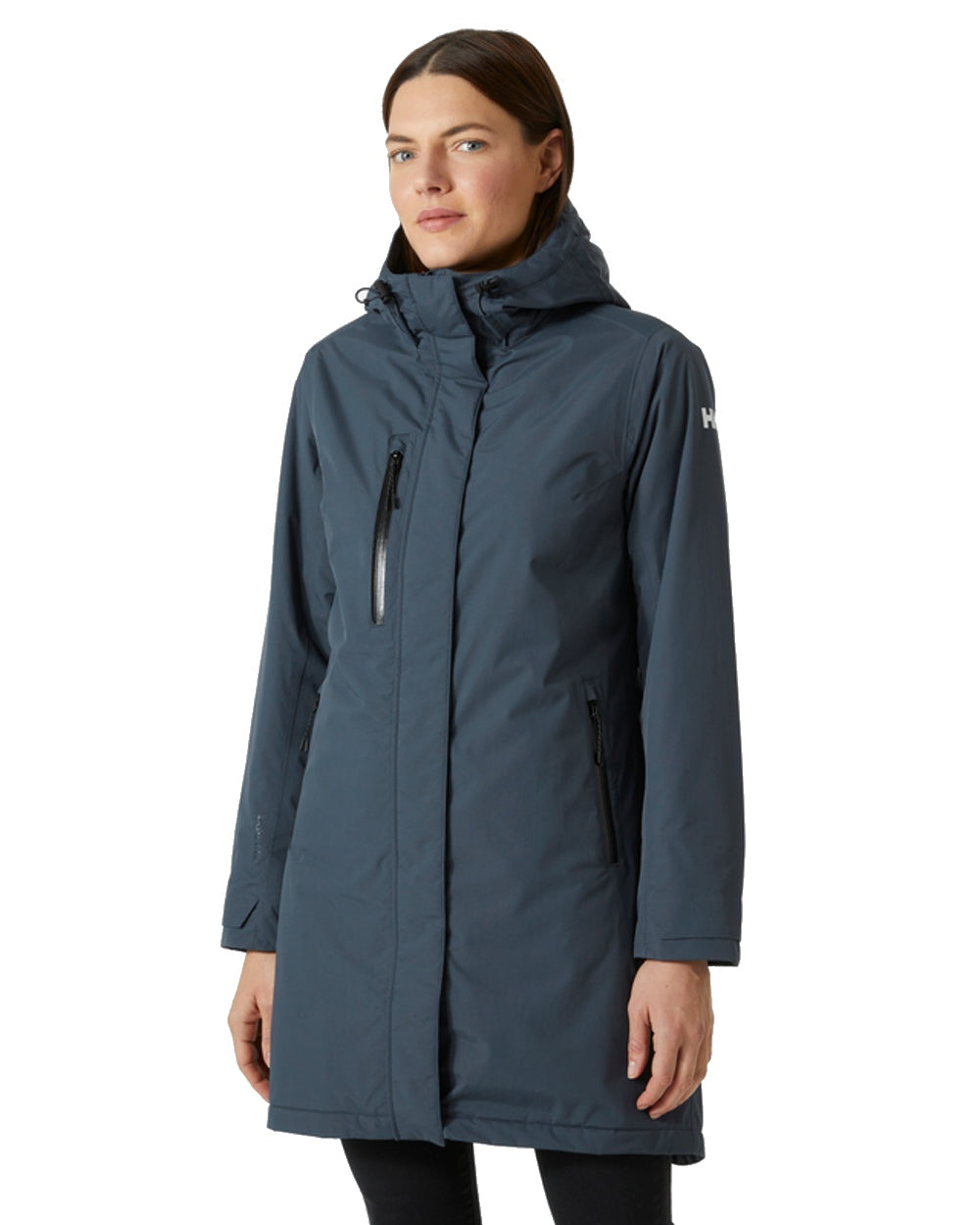 Alpine Frost coloured Helly Hansen Adore Ladies Insulated Rain Coat on white background 