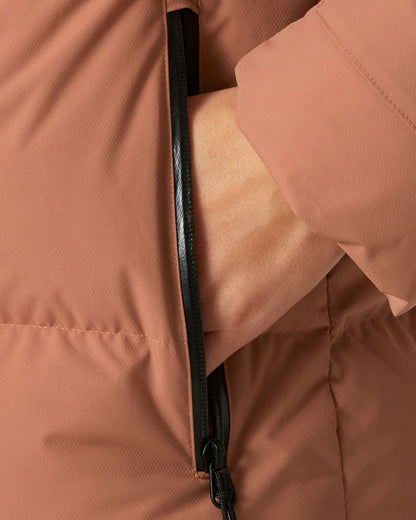 Cedarwood Coloured Helly Hansen Adore Ladies Puffy Parka on white background 