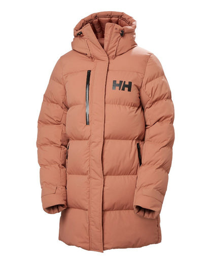 Cedarwood Coloured Helly Hansen Adore Ladies Puffy Parka on white background 