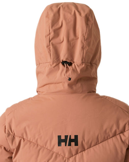 Cedarwood Coloured Helly Hansen Adore Ladies Puffy Parka on white background 