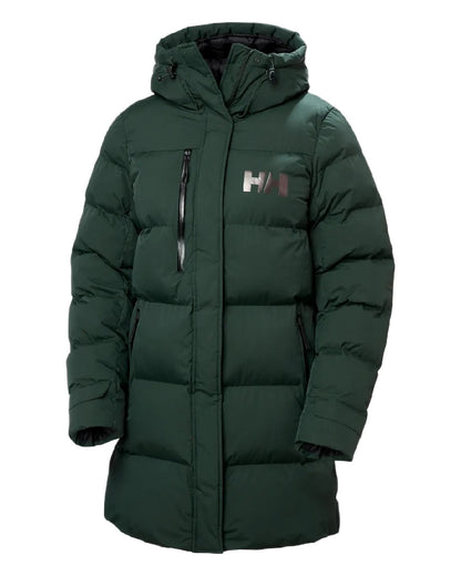 Dark Jungle Coloured Helly Hansen Adore Ladies Puffy Parka on white background 