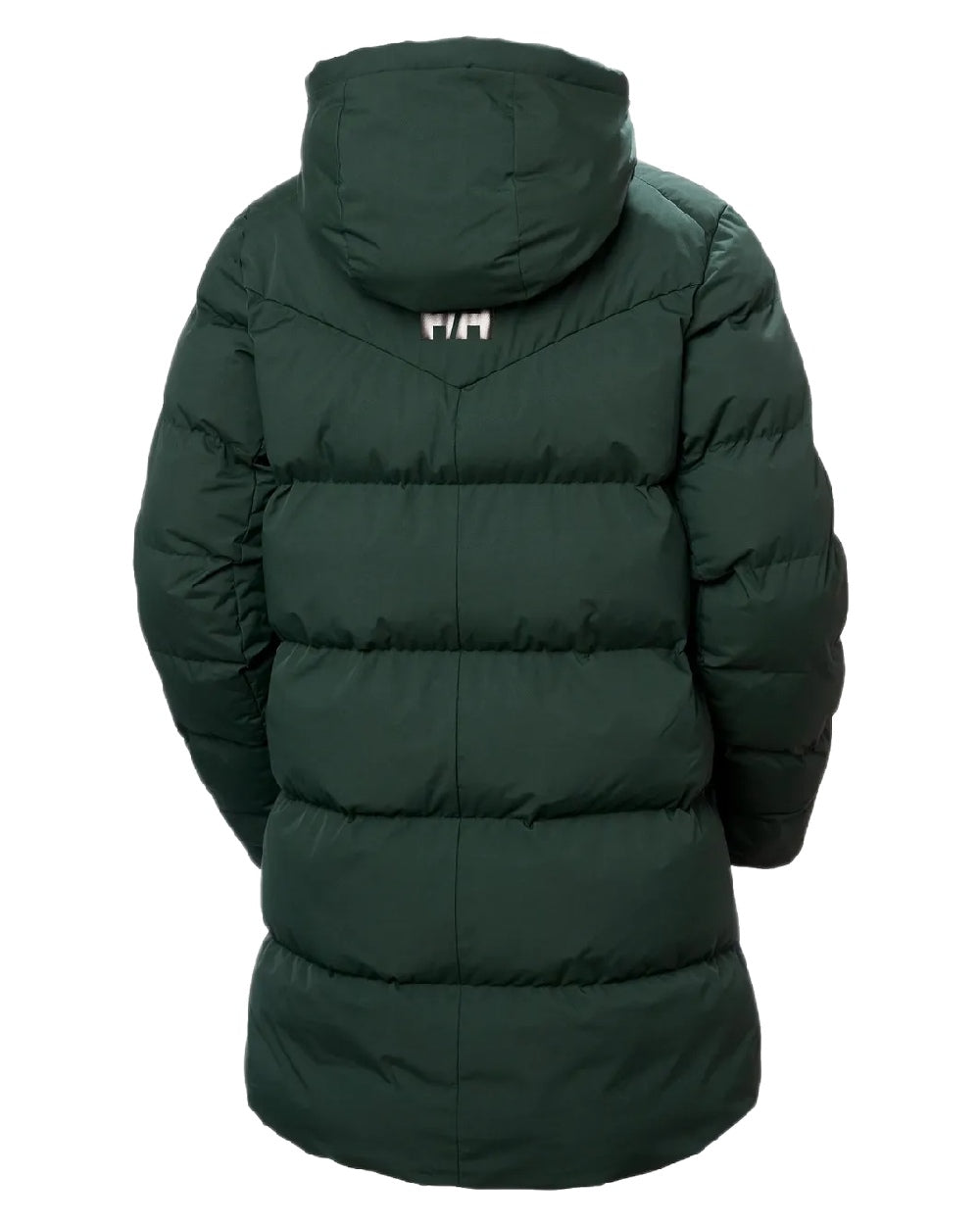 Dark Jungle Coloured Helly Hansen Adore Ladies Puffy Parka on white background 