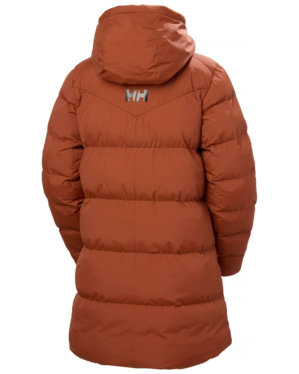 Iron Oxide Coloured Helly Hansen Adore Ladies Puffy Parka on white background 