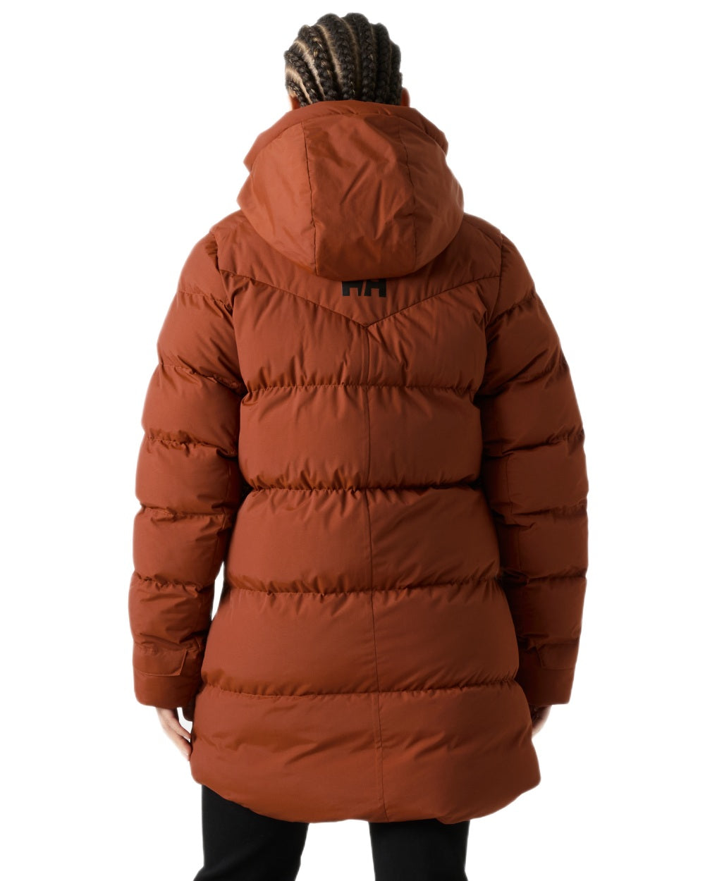 Iron Oxide Coloured Helly Hansen Adore Ladies Puffy Parka on white background 