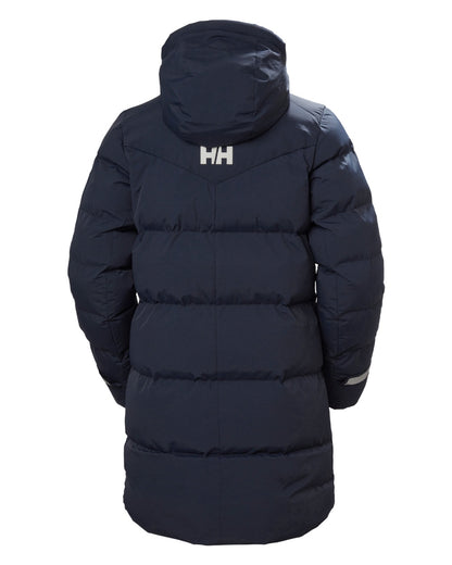 Navy Coloured Helly Hansen Adore Ladies Puffy Parka on white background 